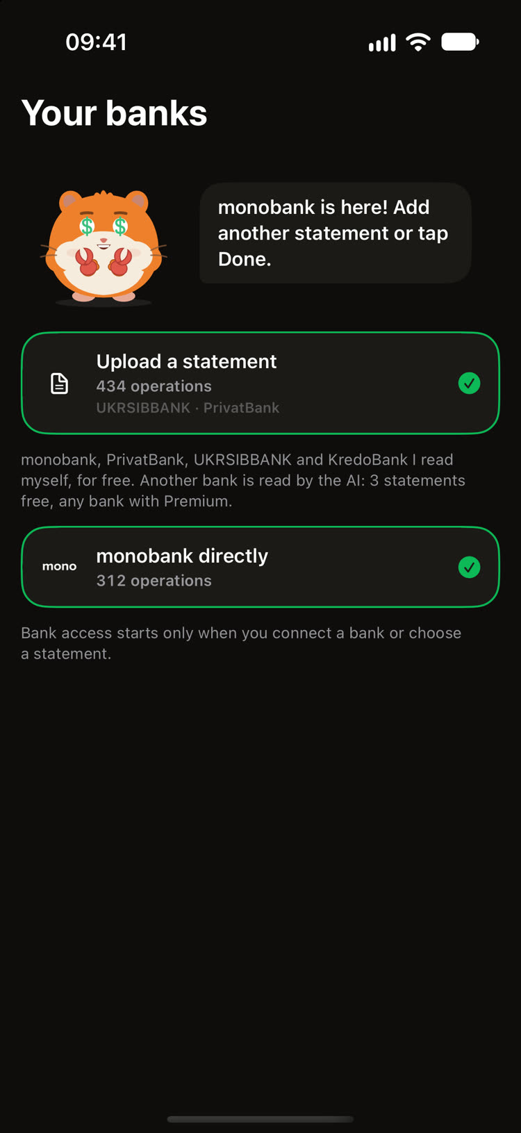 monobank and bank statements