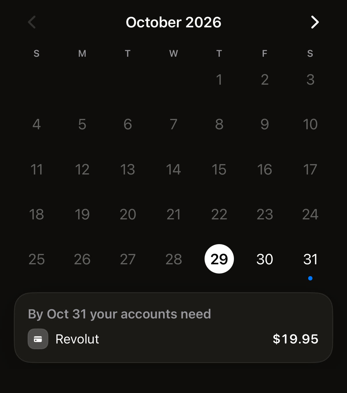 Bill calendar